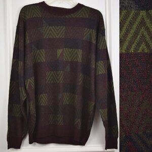 Northern Isles Pullover Sweater Men Large 90s Geometric Acrylic Abstract Grandpa